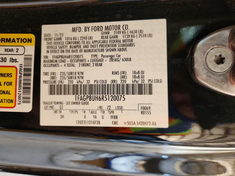 Продаж на аукціоні авто 2024 Ford Mustang, vin: 1FAGP8UH6R5120075, номер лоту: 60829696
