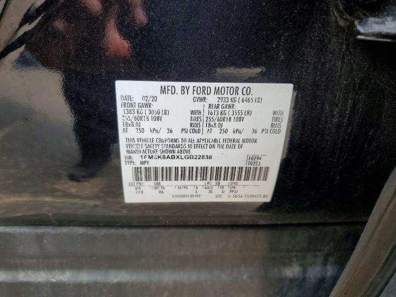 Aukcja sprzedaży 2020 Ford Explorer, vin: 1FM5K8ABXLGB22838, numer aukcji: 62105866