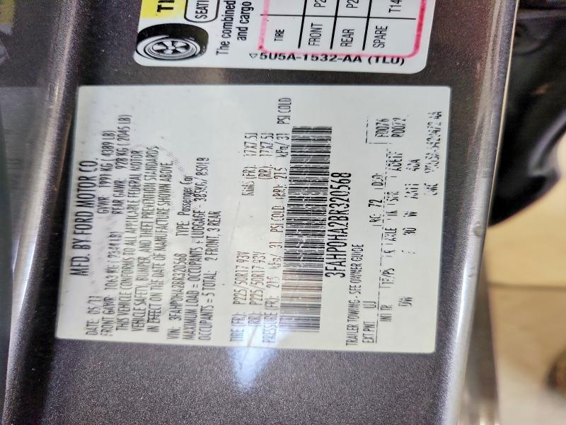Aukcja sprzedaży 2011 Ford Fusion, vin: 3FAHP0HA2BR320568, numer aukcji: 59366366
