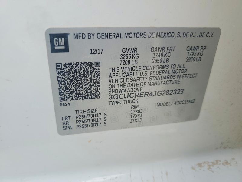 Продажа на аукционе авто 2018 Chevrolet Silverado, vin: 3GCUCRER4JG282323, номер лота: 60995666