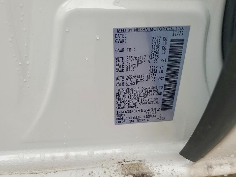 Продажа на аукционе авто 2026 Nissan Frontier, vin: 1N6ED1EK8TN624952, номер лота: 58563826