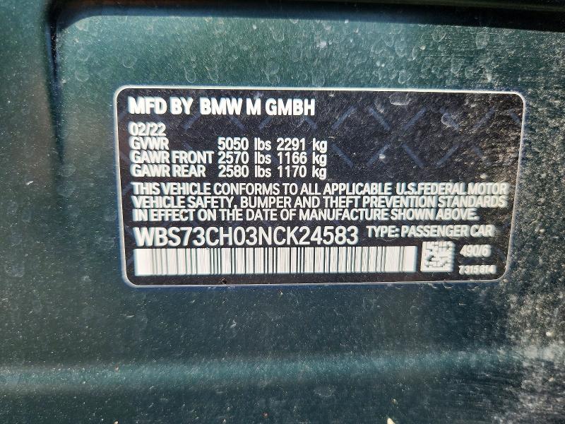 Продаж на аукціоні авто 2022 Bmw M5, vin: WBS73CH03NCK24583, номер лоту: 59678166