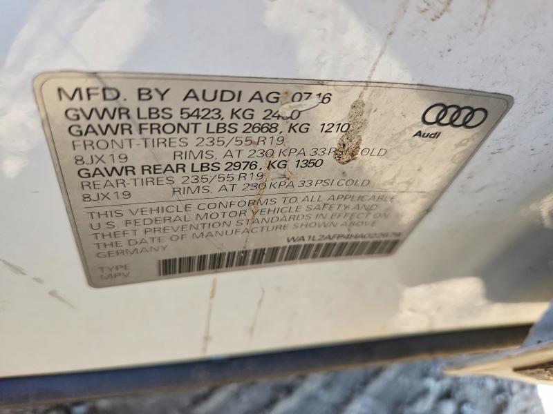 2017 Audi Q5 მანქანა იყიდება აუქციონზე, vin: WA1L2AFP4HA022679, აუქციონის ნომერი: 62867806