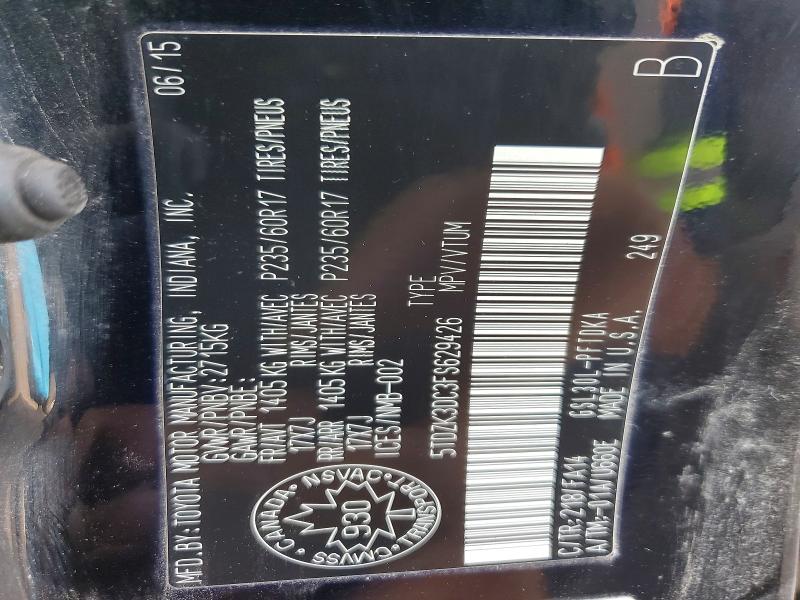 61530346 :رقم المزاد ، 5TDZK3DC3FS629426 vin ، 2015 Toyota Sienna مزاد بيع