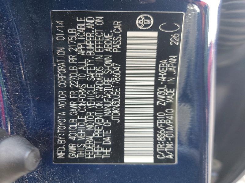 Aukcja sprzedaży 2014 Toyota Prius, vin: JTDKN3DU5E1786047, numer aukcji: 61778666
