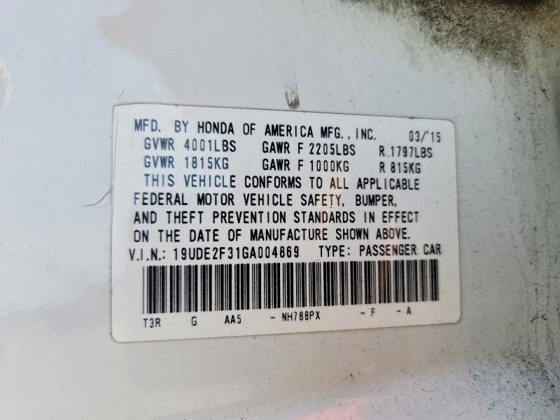 60305296 :رقم المزاد ، 19UDE2F31GA004869 vin ، 2016 Acura Ilx مزاد بيع