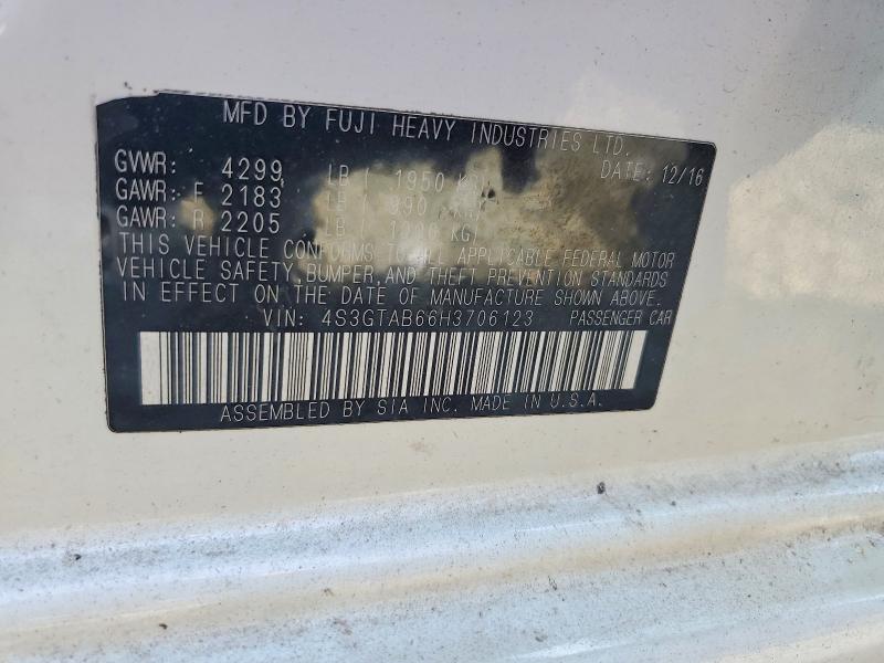 60418606 :رقم المزاد ، 4S3GTAB66H3706123 vin ، 2017 Subaru Impreza مزاد بيع