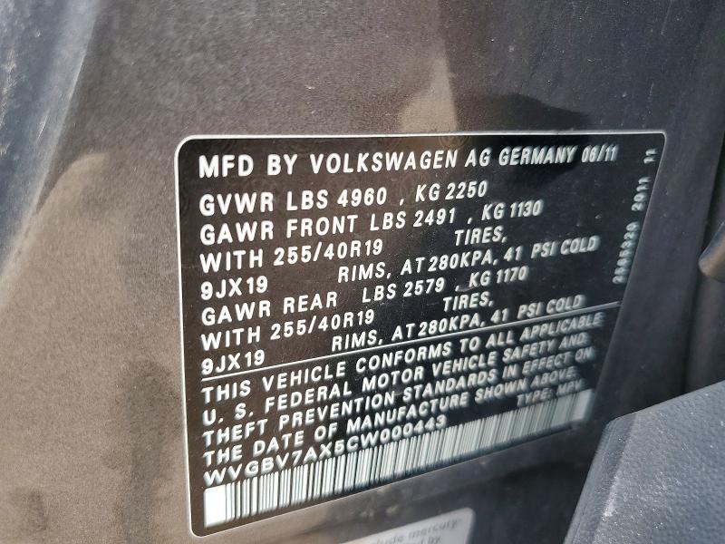 2012 Volkswagen Tiguan მანქანა იყიდება აუქციონზე, vin: WVGBV7AX5CW000443, აუქციონის ნომერი: 61869606