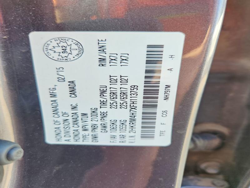 Aukcja sprzedaży 2015 Honda Cr-v, vin: 2HKRM4H7XFH113759, numer aukcji: 62123126