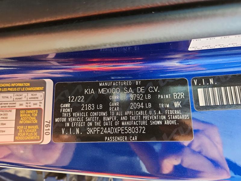 Продажа на аукционе авто 2023 Kia Forte, vin: 3KPF24ADXPE580372, номер лота: 60325476