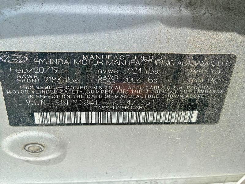 Aukcja sprzedaży 2019 Hyundai Elantra, vin: 5NPD84LF4KH471351, numer aukcji: 61133426