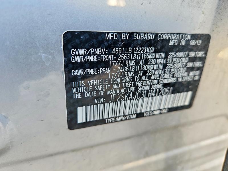 Продаж на аукціоні авто 2020 Subaru Forester, vin: JF2SKAJC3LH412051, номер лоту: 61222206