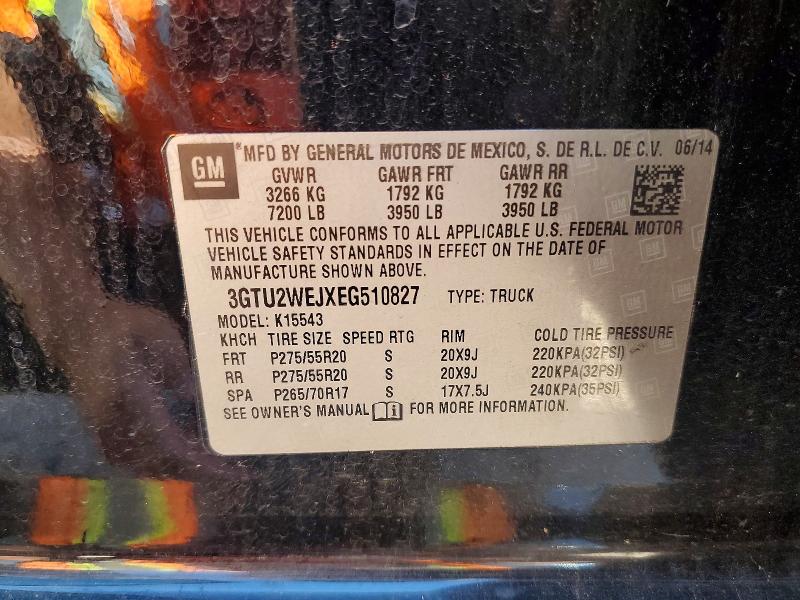 2014 Gmc Sierra მანქანა იყიდება აუქციონზე, vin: 3GTU2WEJXEG510827, აუქციონის ნომერი: 61124706