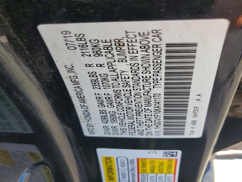 Продажа на аукционе авто 2019 Honda Accord, vin: 1HGCV1F10KA141170, номер лота: 60324206