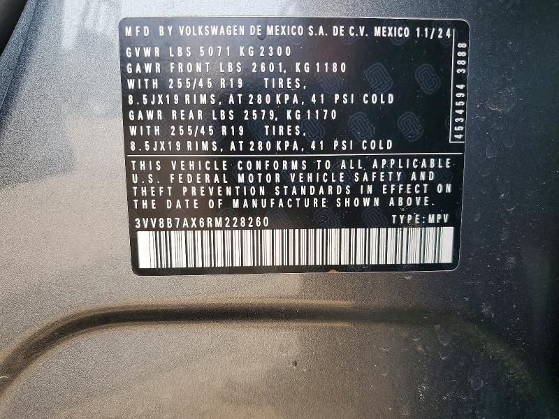 Продажа на аукционе авто 2024 Volkswagen Tiguan, vin: 3VV8B7AX6RM228260, номер лота: 60401296