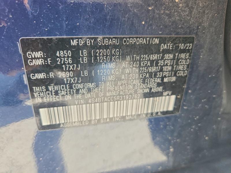 Aukcja sprzedaży 2024 Subaru Outback, vin: 4S4BTACC5R3192762, numer aukcji: 60973066