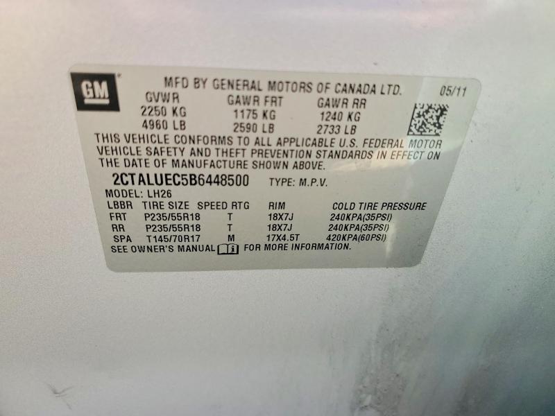 Продаж на аукціоні авто 2011 Gmc Terrain, vin: 2CTALUEC5B6448500, номер лоту: 59296546