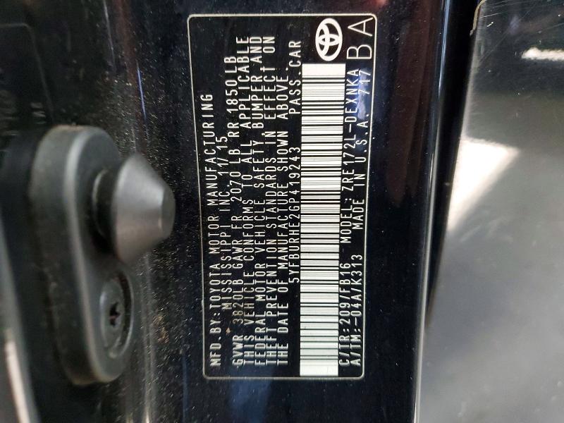 Продажа на аукционе авто 2016 Toyota Corolla, vin: 5YFBURHE2GP419243, номер лота: 62434456