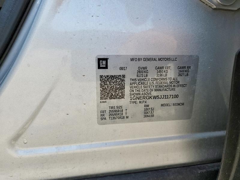 Продажа на аукционе авто 2018 Chevrolet Traverse, vin: 1GNERGKW5JJ117100, номер лота: 60380846