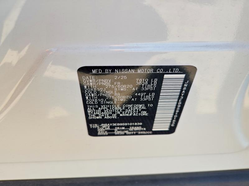 Aukcja sprzedaży 2025 Nissan Armada, vin: JN8AY3EB9S9101839, numer aukcji: 60000216