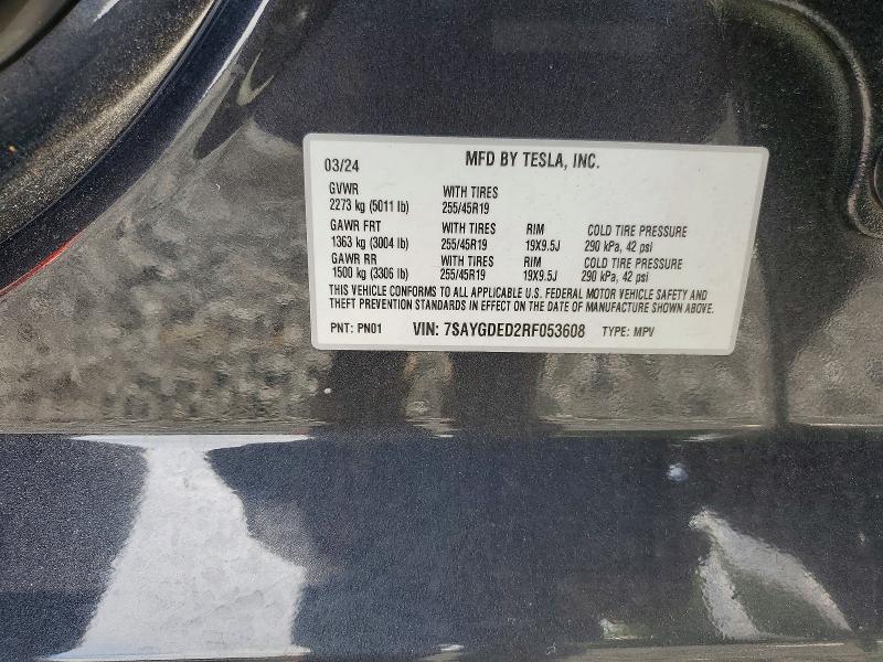 Продажа на аукционе авто 2024 Tesla Model Y, vin: 7SAYGDED2RF053608, номер лота: 60417196