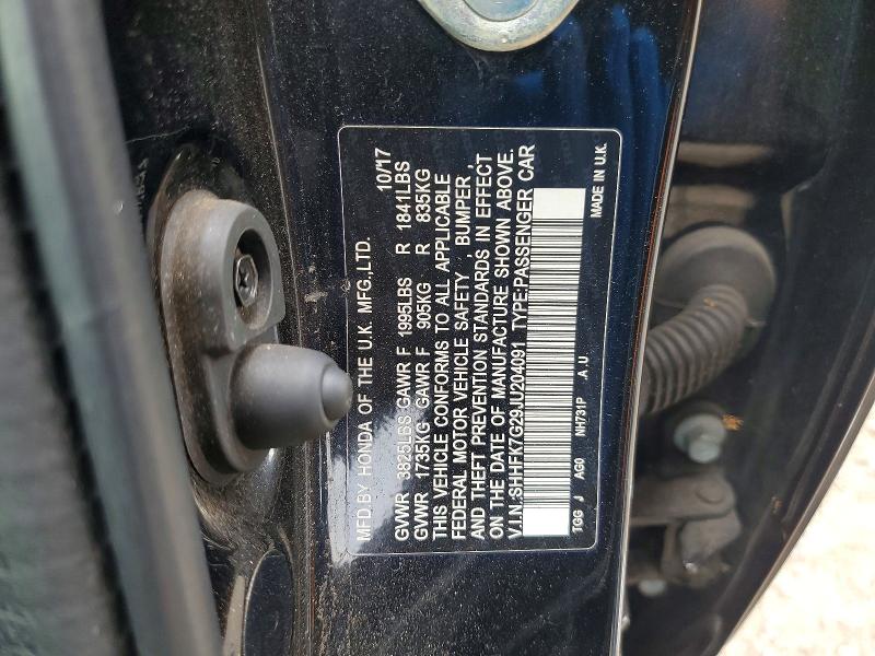 Aukcja sprzedaży 2018 Honda Civic, vin: SHHFK7G29JU204091, numer aukcji: 60495136