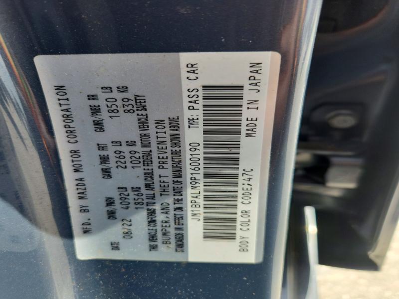 61202246 :رقم المزاد ، JM1BPALM9P1600190 vin ، 2023 Mazda 3 مزاد بيع