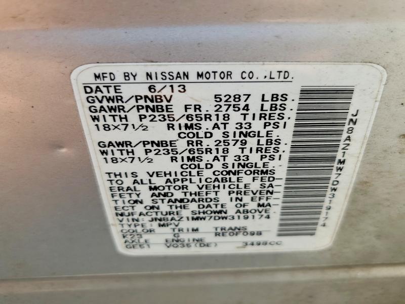 Продаж на аукціоні авто 2013 Nissan Murano, vin: JN8AZ1MW7DW319174, номер лоту: 61871326