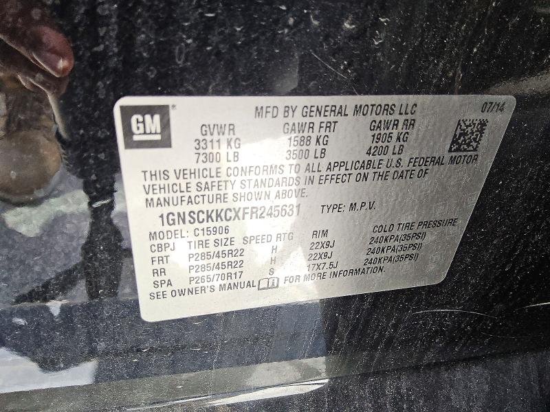 Продаж на аукціоні авто 2015 Chevrolet Suburban, vin: 1GNSCKKCXFR245631, номер лоту: 59536386