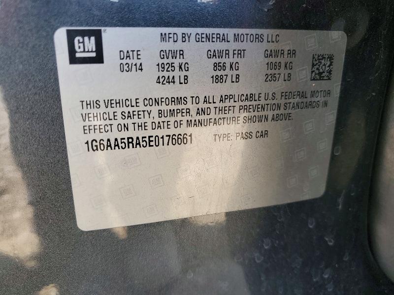 62525056 :رقم المزاد ، 1G6AA5RA5E0176661 vin ، 2014 Cadillac Ats مزاد بيع