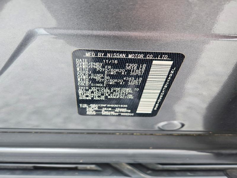 Продажа на аукционе авто 2017 Nissan Armada, vin: JN8AY2NFXH9301635, номер лота: 62400866