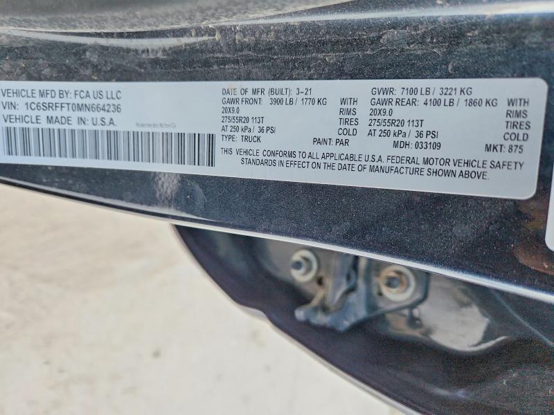 Продажа на аукционе авто 2021 Ram 1500, vin: 1C6SRFFT0MN664236, номер лота: 60385606