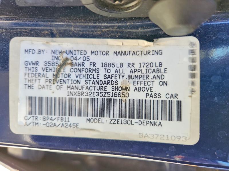 60136826 :رقم المزاد ، 1NXBR32E35Z516650 vin ، 2005 Toyota Corolla مزاد بيع