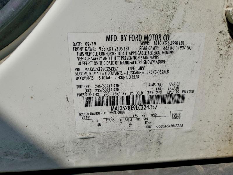 2020 Ford Ecosport მანქანა იყიდება აუქციონზე, vin: MAJ3S2KE9LC324357, აუქციონის ნომერი: 85770965
