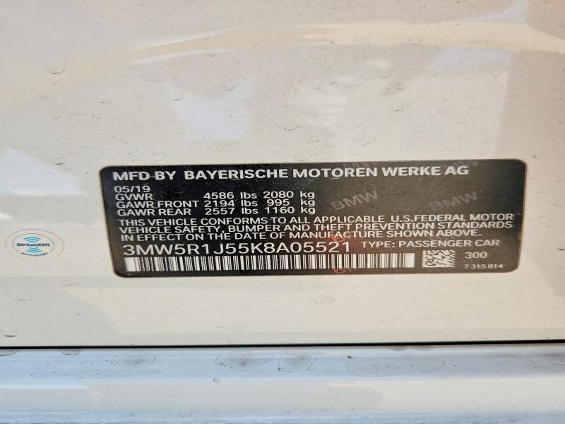Aukcja sprzedaży 2019 Bmw 330i, vin: 3MW5R1J55K8A05521, numer aukcji: 62701376