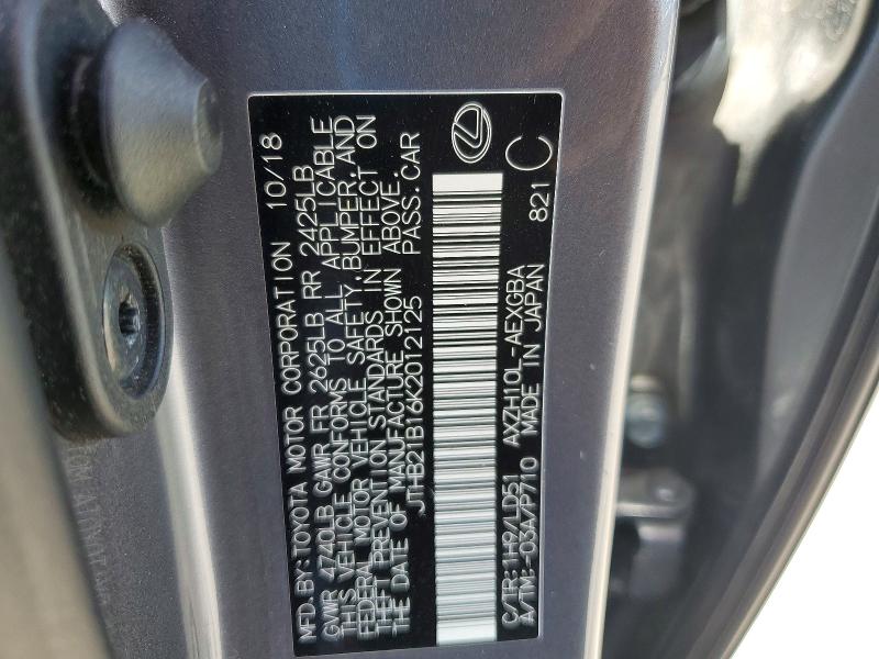Aukcja sprzedaży 2019 Lexus Es, vin: JTHB21B16K2012125, numer aukcji: 61548056