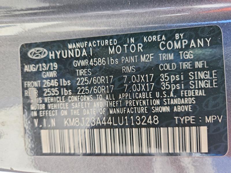 Aukcja sprzedaży 2020 Hyundai Tucson, vin: KM8J23A44LU113248, numer aukcji: 59397976