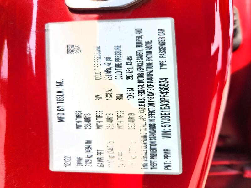 Продаж на аукціоні авто 2023 Tesla Model 3, vin: 5YJ3E1EA3PF438934, номер лоту: 62905506