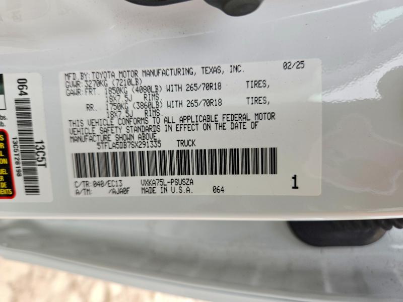 57052106 :رقم المزاد ، 5TFLA5DB7SX291335 vin ، 2025 Toyota Tundra مزاد بيع