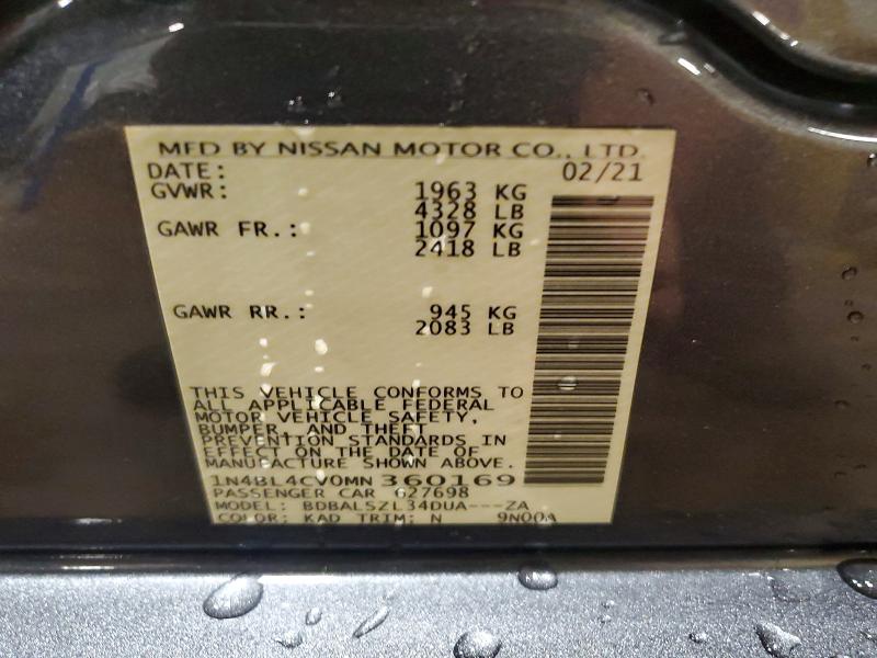61389896 :رقم المزاد ، 1N4BL4CV0MN360169 vin ، 2021 Nissan Altima مزاد بيع