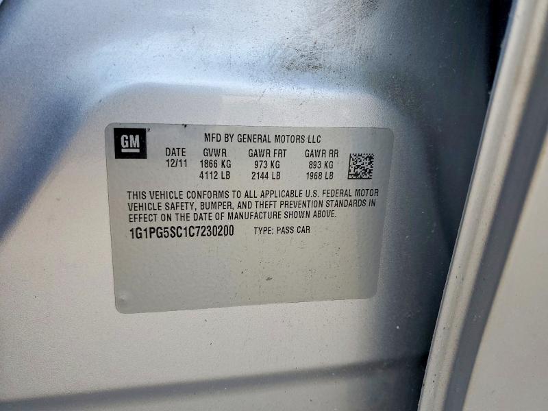 Продаж на аукціоні авто 2012 Chevrolet Cruze, vin: 1G1PG5SC1C7230200, номер лоту: 62688136