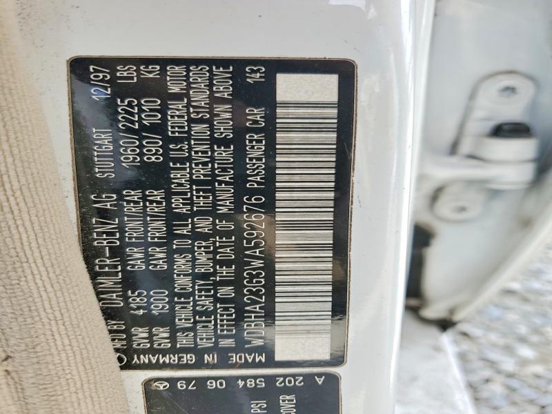 Aukcja sprzedaży 1998 Mercedes-benz C, vin: WDBHA23G3WA592676, numer aukcji: 60107576