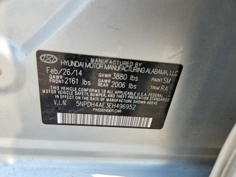 2014 Hyundai Elantra მანქანა იყიდება აუქციონზე, vin: 5NPDH4AE3EH496952, აუქციონის ნომერი: 60297256