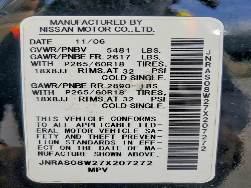 Продаж на аукціоні авто 2007 Infiniti Fx35, vin: JNRAS08W27X207272, номер лоту: 61016886