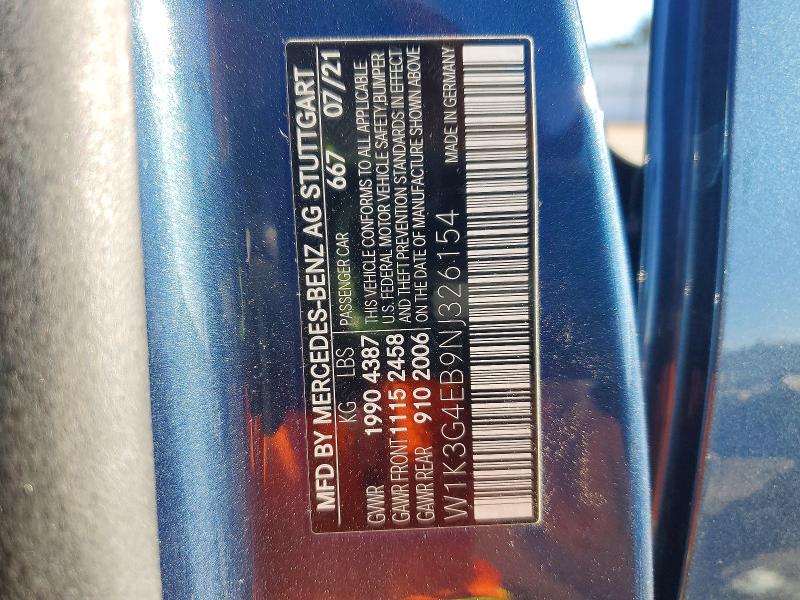 59670376 :رقم المزاد ، W1K3G4EB9NJ326154 vin ، 2022 Mercedes-benz A مزاد بيع