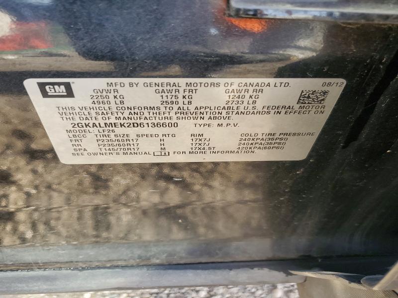 2013 Gmc Terrain მანქანა იყიდება აუქციონზე, vin: 2GKALMEK2D6136600, აუქციონის ნომერი: 61572756