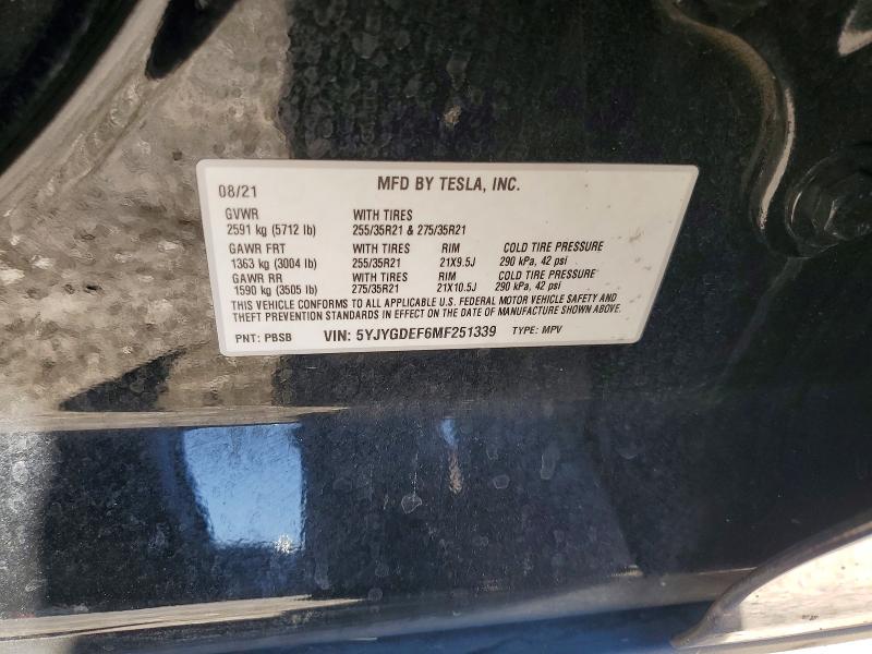 Продажа на аукционе авто 2021 Tesla Model Y, vin: 5YJYGDEF6MF251339, номер лота: 60403226
