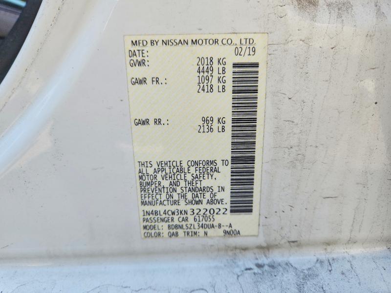 Aukcja sprzedaży 2019 Nissan Altima, vin: 1N4BL4CW3KN322022, numer aukcji: 61740026