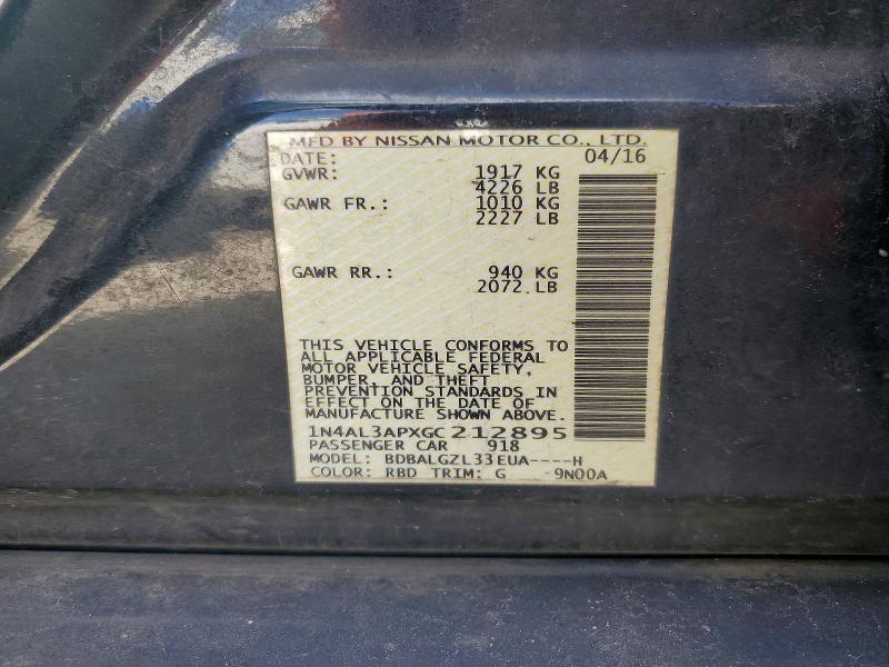 Aukcja sprzedaży 2016 Nissan Altima, vin: 1N4AL3APXGC212895, numer aukcji: 60847126