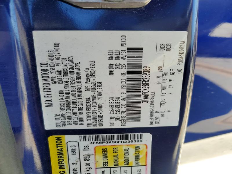 Aukcja sprzedaży 2015 Ford Fusion, vin: 3FA6P0K98FR239389, numer aukcji: 63510556